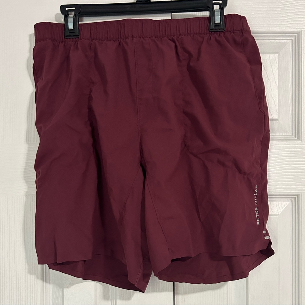 Peter Millar Maroon Athletic Shorts Moisture-Wicking Elastic Waist